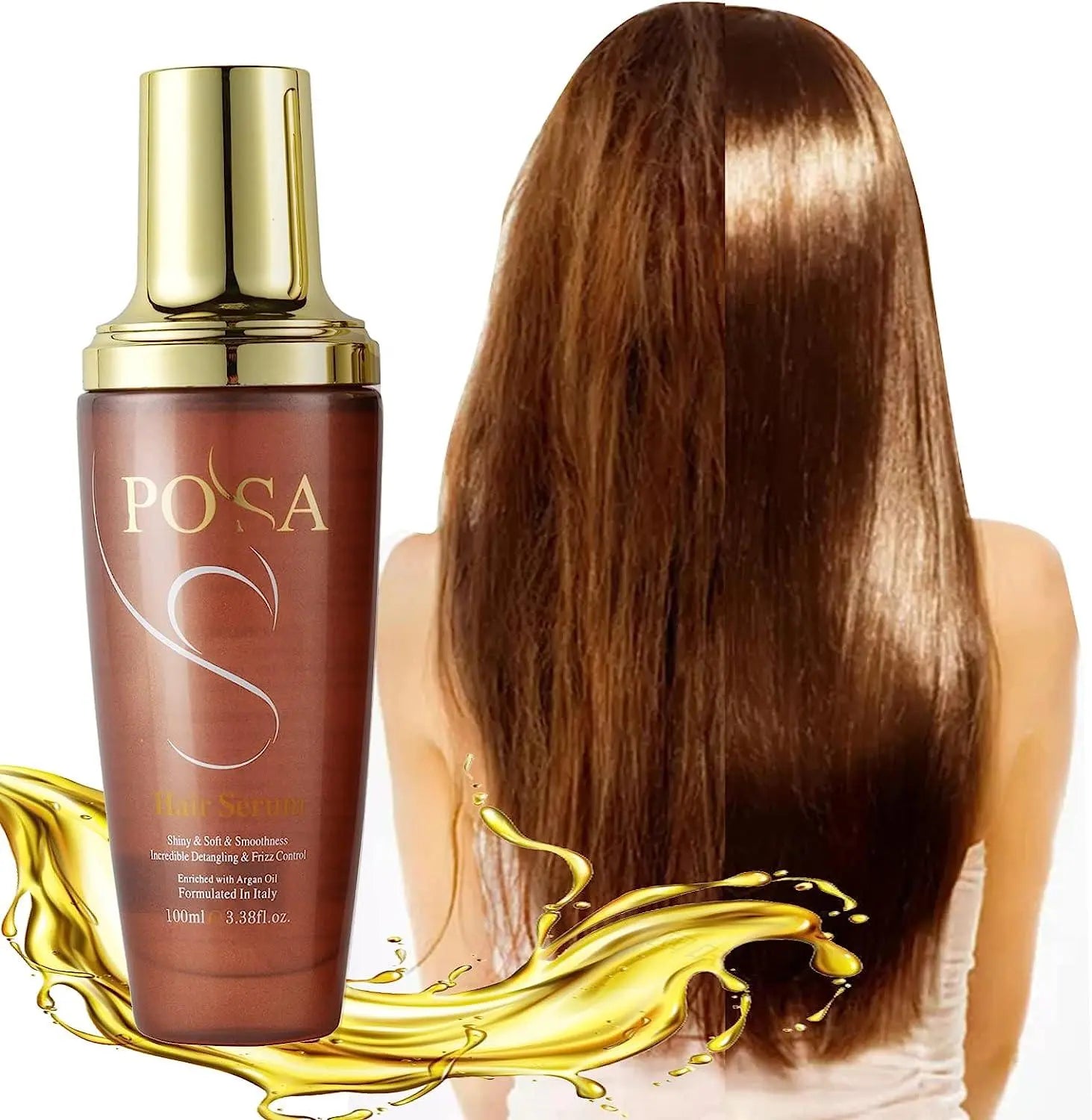 POSA 30 Seconds Rescue Smooth Hair Serum, Intense Moisture Argan Hair Oil for Dry Damaged, Silk Hair Oil,Hydrating Nature Keratin Infused for Curly Hair,Frizzy Daily Deep Moisturizing Hair Treatment Oil - JOLIE'S UAE